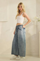 Sage+Fig Stonewashed Dream Wide Leg Pants in Light Denim