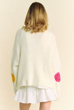 Load image into Gallery viewer, Davi &amp; Dani Open Front Cardigan with Smiley Face Patches in White
