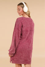 Load image into Gallery viewer, Very J OVERSIZED Mineral Washed Sweatshirt Mini Dress in Magenta
