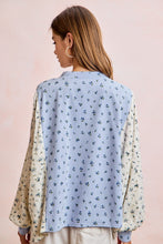 Load image into Gallery viewer, BiBi Floral Print Mix N Match Henley Top in Light Blue
