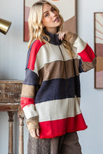 Load image into Gallery viewer, Oli &amp; Hali Color Block Mixed Fabric Pullover Top in Navy Combo
