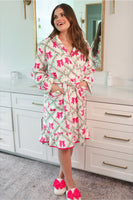Jess Lea Pretty Lattice Bow Legacy Lounge Robe in Multi
