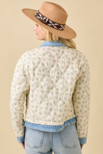 Load image into Gallery viewer, Main Strip Quilted Floral Print and Denim Jacket in Ivory/Blue

