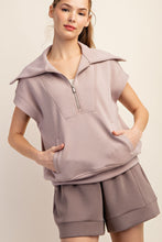 Load image into Gallery viewer, Rae Mode Scuba Quarter Zip Top in Light Mocha
