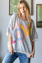 Load image into Gallery viewer, Oli &amp; Hali &quot;LOVE&quot; Patchwork Lettering Top in Light Blue
