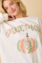 Load image into Gallery viewer, Main Strip Mixed Print Pumpkin Patchwork Lightweight Sweatshirt in White
