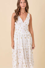 Load image into Gallery viewer, Main Strip 3D Floral Textured Fabric Midi Dress in White
