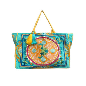 Debbie Katz Boho Beach Bag in Turquoise Bag Debbie Katz   