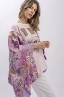 BlueVelvet The King Upcycled Inspired Poncho Top in Pink