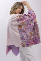 BlueVelvet The King Upcycled Inspired Poncho Top in Pink
