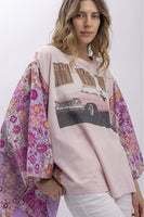 BlueVelvet The King Upcycled Inspired Poncho Top in Pink