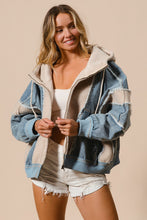 Load image into Gallery viewer, BiBi OVERSIZED Washed Denim and Fleece Mixed Jacket in Denim/Oatmeal
