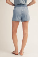 Jodifl Elastic Waist Washed Shorts in Denim