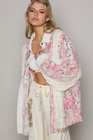POL Oversized Floral Print Top in Ivory/Pink Shirts & Tops POL Clothing   