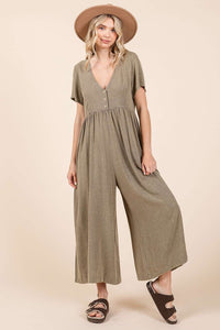 Mittoshop Mineral Washed Jumpsuit in Olive