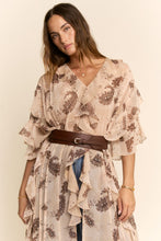 Load image into Gallery viewer, Davi &amp; Dani Printed Chiffon Kimono in Beige
