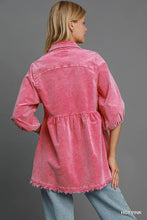 Load image into Gallery viewer, Umgee Stone Washed Corduroy Tunic Top in Hot Pink
