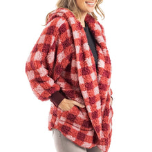 Load image into Gallery viewer, Katydid Pink Plaid Lightweight Body Wrap with Hoodie and Pockets Shirts &amp; Tops Katydid   
