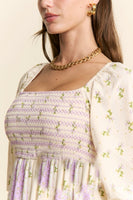 J.nna Mixed Multi Floral Maxi Dress in Lavender Multi