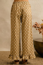 Load image into Gallery viewer, So Me Polka Dot Print Waist Elastic Ruffle Pants in Beige/White
