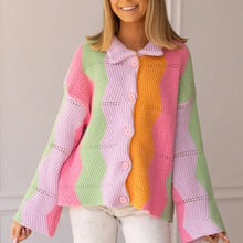 Load image into Gallery viewer, Grace+Emma Boho Bliss Rainbow Chevron Pattern Cardigan in Multi
