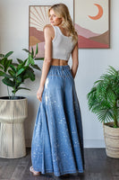 Oli & Hali Wide Leg Splatter Denim Jeans in Blue