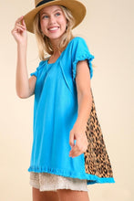 Load image into Gallery viewer, Umgee Aqua Top with Animal Print Back Tops Umgee   
