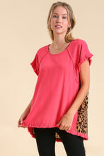 Load image into Gallery viewer, Umgee Fuchsia Top with Animal Print Back Fuchsia Tops Umgee   
