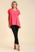 Load image into Gallery viewer, Umgee Fuchsia Top with Animal Print Back Fuchsia Tops Umgee   
