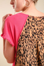 Load image into Gallery viewer, Umgee Fuchsia Dress with Animal Print Back Dresses Umgee   
