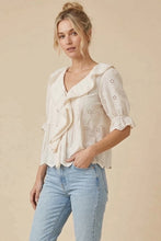 Load image into Gallery viewer, J.nna Heirloom Ruffle Top in Cream
