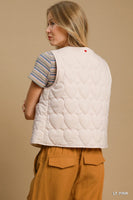 Umgee Heart Quilted Vest in Light Pink