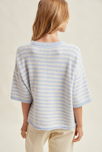 Load image into Gallery viewer, Wishlist Stripe Short Sleeve Cardigan in Sky/White
