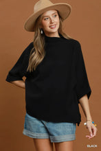 Load image into Gallery viewer, Umgee Mock Neck Dolman Sleeve Sweater Top in Black
