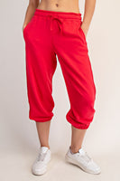 Rae Mode French Terry Cropped Jogger Pants in Candy Red