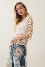 Load image into Gallery viewer, Veveret Boho Breeze Crochet Knit Top in Cream
