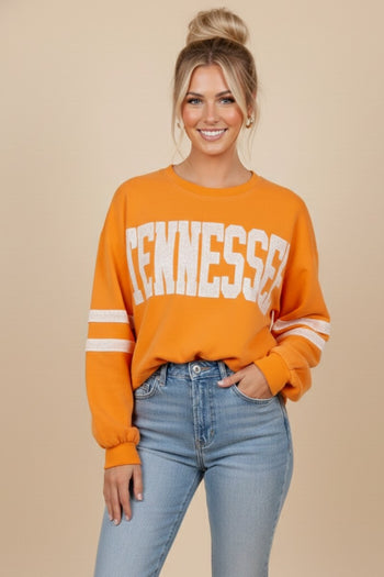 J.nna Retro Collegiate TENNESSEE Cropped Top in Tangerine