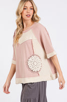 Sage+Fig Crochet Vintage Patchwork Top in Mauve