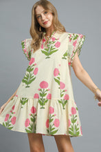 Load image into Gallery viewer, Umgee Bold Floral Print Mini Dress in Cream Mix
