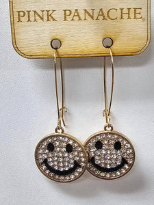 Gold Disc Smiley Face Earring in Gold ON ORDER Earrings Pink Panache Brands   