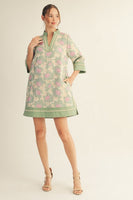 Jodifl Lovely Floral Jacquard Print Dress in Sage