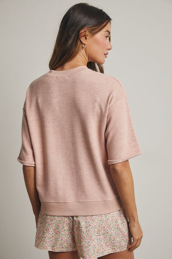 Wishlist Waffle Knit Top in Rose