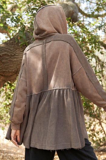 J.nna Mineral Washed Zip Up Jacket in Ash Gray