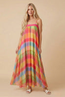 J.nna Prism Plaid Maxi Dress in Multicolor Check