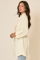Cozy Co. Crinkle Rib Textured Jacket in Cream
