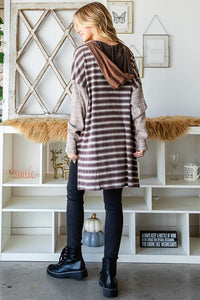 Oli & Hali Mineral Washed Striped Tee with Hood in Dusty Grey Shirts & Tops Oli & Hali   