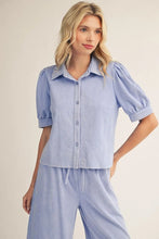 Load image into Gallery viewer, Jodifl Mineral Washed Front Button Closure Top in Blue
