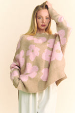 Load image into Gallery viewer, Davi &amp; Dani OVERSIZED Knit Sweater with Floral Print in Beige/Pink
