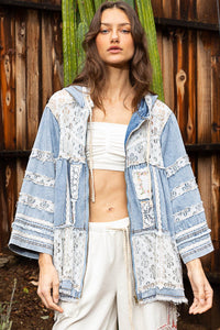 POL Denim Jacket with Crochet Patch Details