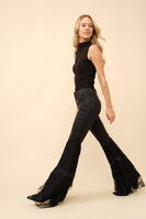 Blue B Denim Jeans with Tiered Lace Flare Legs in Black